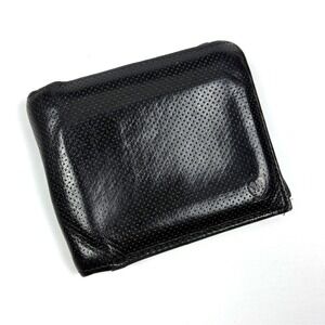 VTG Massimo Dutti BiFold Leather Wallet Perforated Black Sport Driving Snap Coin